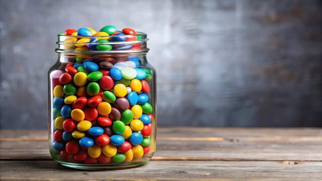Colorful Chocolate M&Ms Candies in a Glass Jar, dessert, treat,  dessert, treat