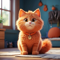 Obraz premium chubby orange cat character in a illustration 3d render style