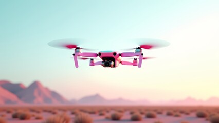 Obraz premium Pink drone dispersing clouds over desert