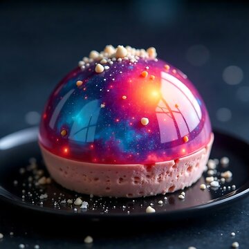 Dolce a Forma di Nebulosa con Mousse Multicolore e Effetto Galassia &ndash; Ricetta Artistica per Feste Tematiche Spaziali