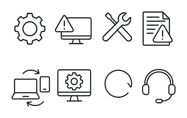 Technology and support icons for web and app interface design