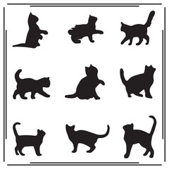 Cat Silhouette SVG Bundle – Walking, Sitting, and Stretching Cat PNG Clipart, Pet Vector Cut Files for Cricut, Crafts, Stickers, T-Shirts


