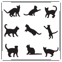 Playful Cat Silhouette SVG Bundle – Jumping & Sitting Kitty Clipart PNG,  Pet Cut Files, Cat Vector Outline for Crafts & Stickers

