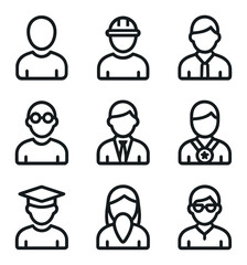 Knowledge Hierarchy Icons. Outline icon set of knowledge hierarchy: novice, apprentice, journeyman, expert, master, grandmaster,