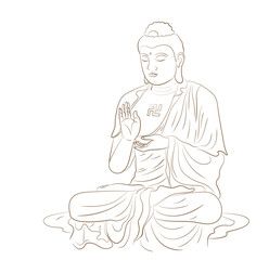 Buddha meditating outline