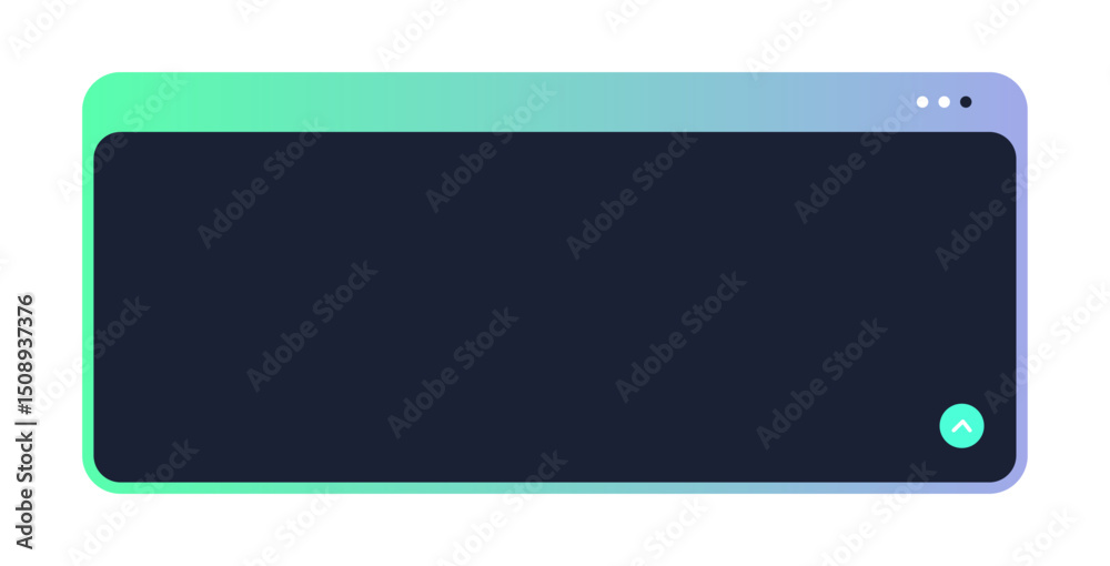 Poster gradient tech ui window with rounded corners. futuristic interface box with navigation icon. minimal