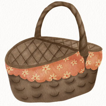 Cute Summer Picnic Basket Illustration &ndash; Hand-drawn Style