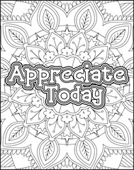 Gratitude Motivational Quote Coloring Page for Adults. 