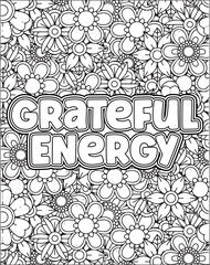 Gratitude Motivational Quote Coloring Page for Adults. 