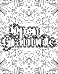 Gratitude Motivational Quote Coloring Page for Adults. 