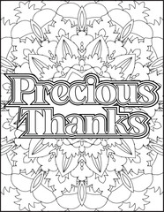 Gratitude Motivational Quote Coloring Page for Adults. 