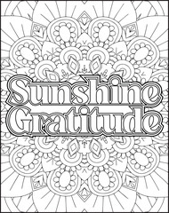 Gratitude Motivational Quote Coloring Page for Adults. 