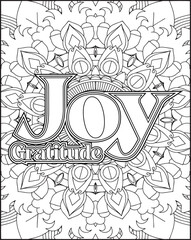 Gratitude Motivational Quote Coloring Page for Adults. 