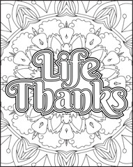 Gratitude Motivational Quote Coloring Page for Adults. 