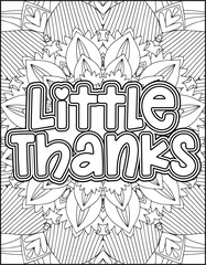 Gratitude Motivational Quote Coloring Page for Adults. 