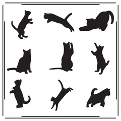 Playful Cat Silhouette SVG Bundle – Jumping & Sitting Kitty Clipart, Pet Stencil PNG Set , Laser Cut Files, Cat Lover Designs

