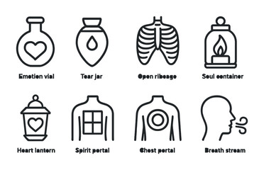 Mystical symbols and icons set for spiritual and healing concepts
