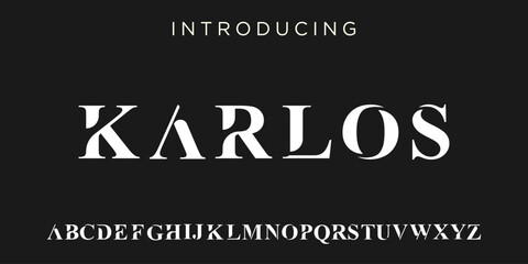 futuristic modern geometric font.  abstract alphabet digital tech font. Typography technology, electronic, movie, digital, music, future, logo creative font. vector illustration © POLLARIZE