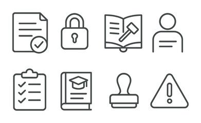 Legal and security icons for professional document and compliance design