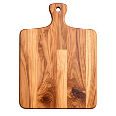 Wooden cutting board with a unique grain pattern and a handle, ideal for culinary use
