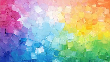 Layered abstract shapes painted in a wide spectrum of colors creating a vibrant background without any text or people