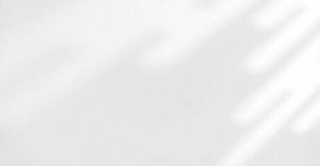 Empty shadow sunlight overlay white wall background, Blurred wall room studio background with...