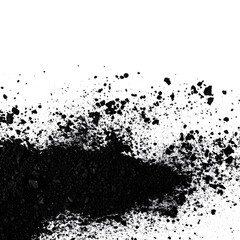 Fototapeta premium Black powder with small particles scattered, creating a textured effect