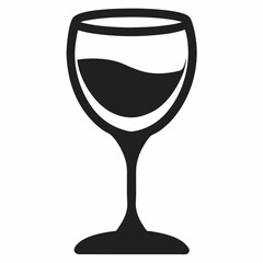 A stylized drawing of a wine glass filled with liquid.