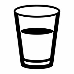 A black-and-white drawing shows a glass filled with liquid about halfway up.