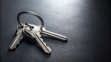 Keys on a ring isolated against a dark background, minimalist, home decor,  minimalist, home decor