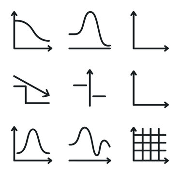 Energy Diagram Icons. Outline icon set of energy profiles: exothermic curve, endothermic curve, activation energy barrier, Gibbs