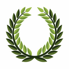 Green laurel wreath vector illustration: a golden leaf award symbol of victory and success