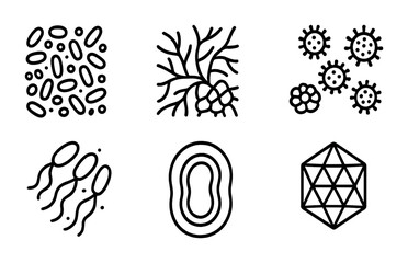 Microbiology themes: bacteria, viruses, cells for science and educational design