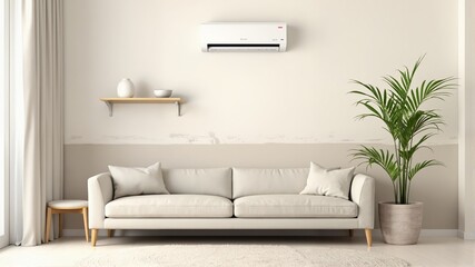 Modern Living Room Interior Design with Minimalist Furniture and Green Plant