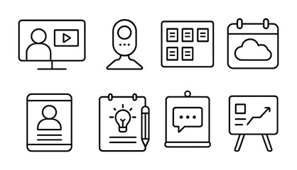 Minimalist icons for digital communication and organization design projects