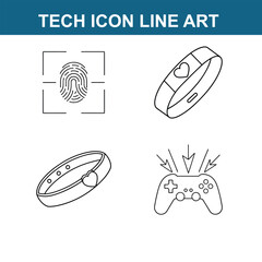 full editable tech line art icon on white background 