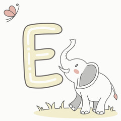 Fototapeta premium E is for Elephant — Educational Vector Animal Alphabet