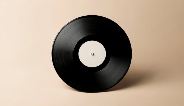 Empty vinyl record and cover mockup, classic retro music album design