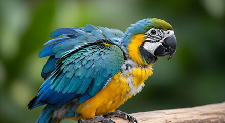 Macaw baby learning to spread its wings