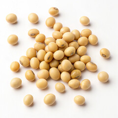 Close-up of numerous light-colored soybeans, showcasing their texture and natural appearance.