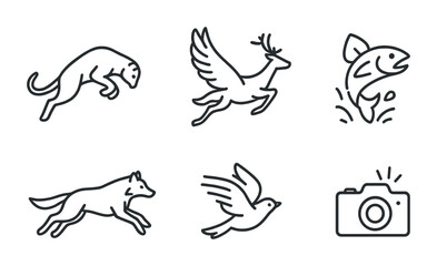 Wildlife icons for animal conservation and nature design projects