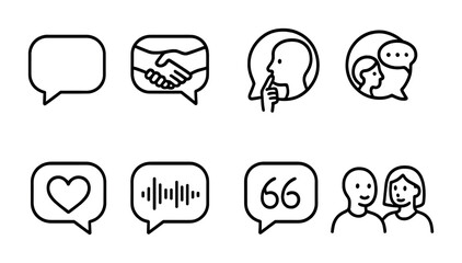Communication and relationship icons for social media and messaging design