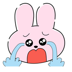 号泣するピンクのうさぎイラスト12