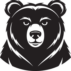 Illustration of a black bear head with white details on a white background in a vector style