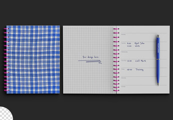 Spiral Rigged Stationery Notebook And Pen Mockup	