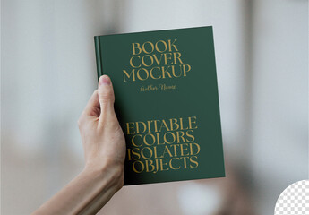 Mockup of Book Cover in Hand