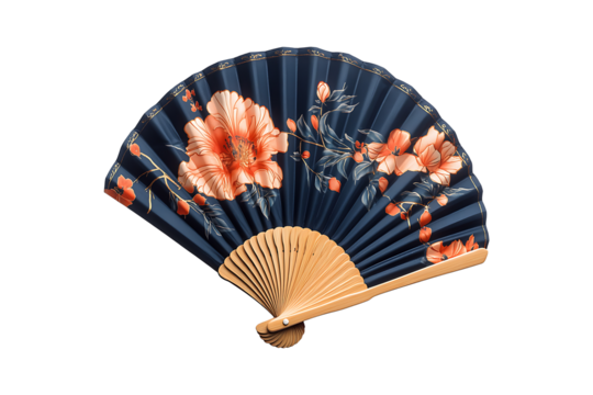 Folding Hand Fan isolated on transparent background