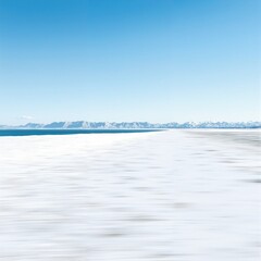 Fototapeta premium Frozen Lake Under Clear Blue Sky 