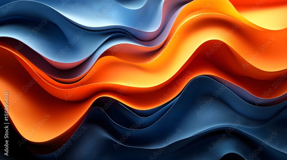 Poster an abstract theme featuring a dynamic interplay of light and shadow, with smooth, undulating curves.