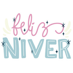 happy birthday hand drawn lettering in portuguese